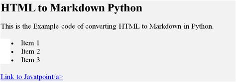Toradh íomhá ar Python Markdown to HTML Rendering