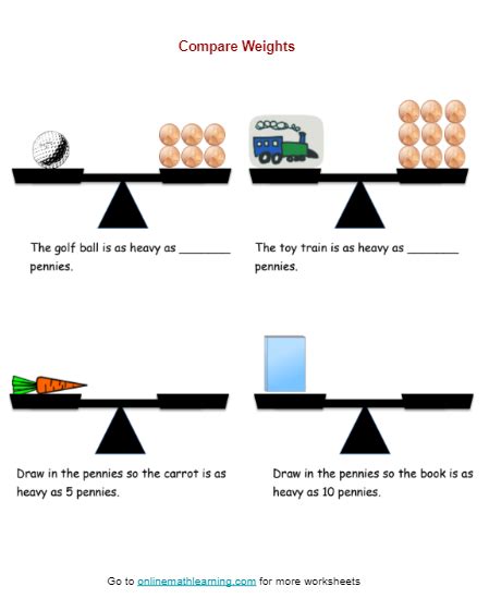 Afbeeldingsresultaten voor Maths Genie Weight Comparison Worksheet