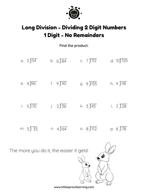Toradh íomhá ar Division Remidner One Digit Worksheet