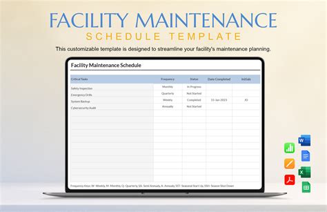 Image result for Maintenance Schedule Template
