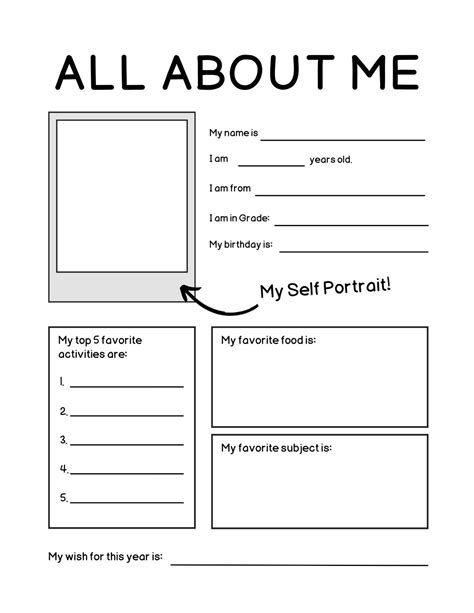 Toradh íomhá ar Self Intro Worksheet