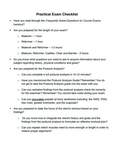 FREE 21+ Exam Checklist Samples in MS Word | MS Excel | Google Docs ...