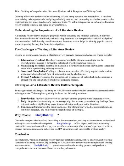 Image result for Literature Review APA Format Example