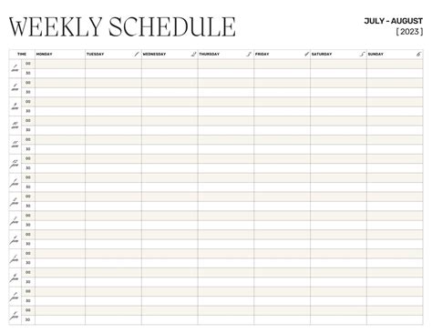 Image result for Free Weekly Schedule Planner Template