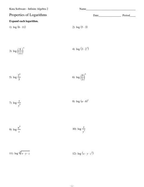 Logarithm Worksheet | PDF | Logarithm | Combinatorics - Worksheets Library