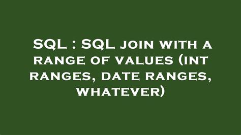 Toradh íomhá ar SQL Int in Range