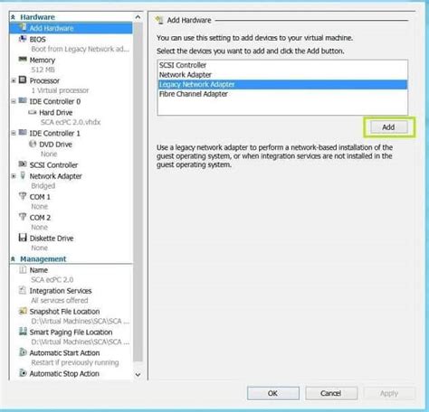 Image result for Create Legacy Network Adapter Hyper-V