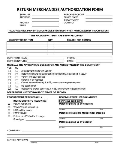 Merchandise Return Form に対する画像結果