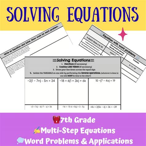 Toradh íomhá ar Multi-Step Equations Word Form