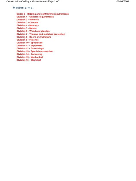 Image result for MasterFormat Six Digits