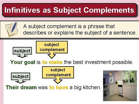 Image result for Infinitives as Subject Complement Example Sentences with Pictures On Them