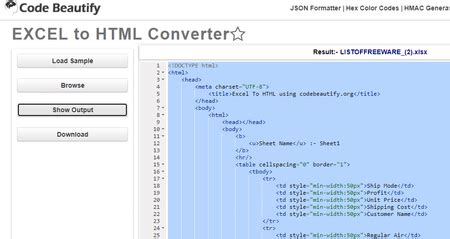 Image result for Convert HTML File to Excel File Online Free