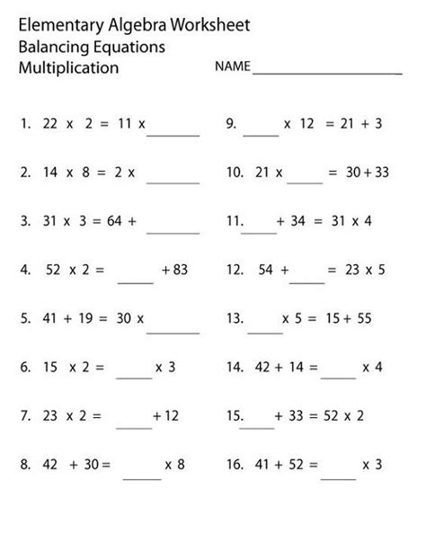 Image result for Simple Math Algebra Worksheets