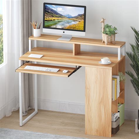 Latitude Run® Computer Desk, Office Desk with Keyboard Tray and Storage ...