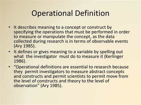 Image result for Example of a Operational Definition for a Research Question