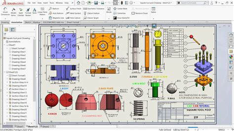 Toradh íomhá ar Assembly Assy Drawing SolidWorks