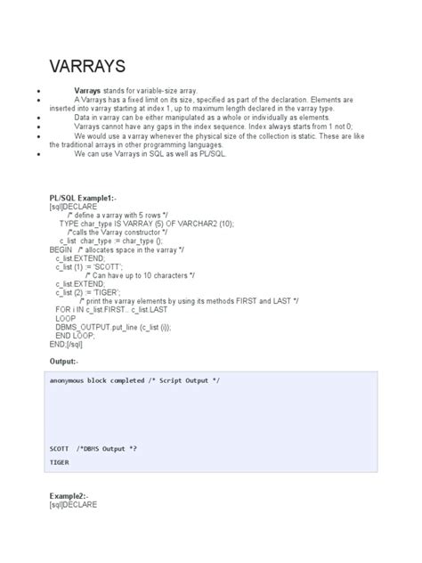 Image result for Varray in PL/SQL