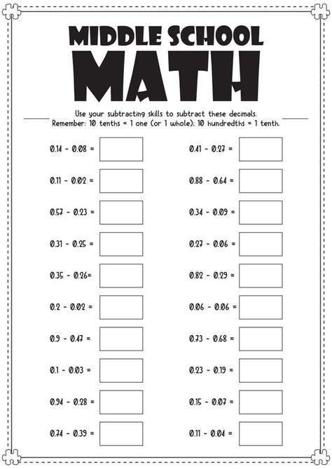 Image result for Math Worksheets Middle School Level