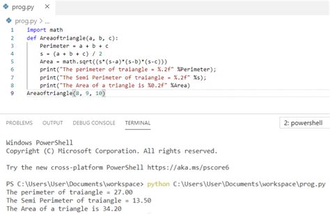 Image result for Area of Triangle Python Code