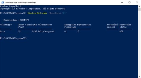 Toradh íomhá ar Decrypt BitLocker Cmd