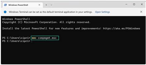 Toradh íomhá ar Open Computer Management in Cmd