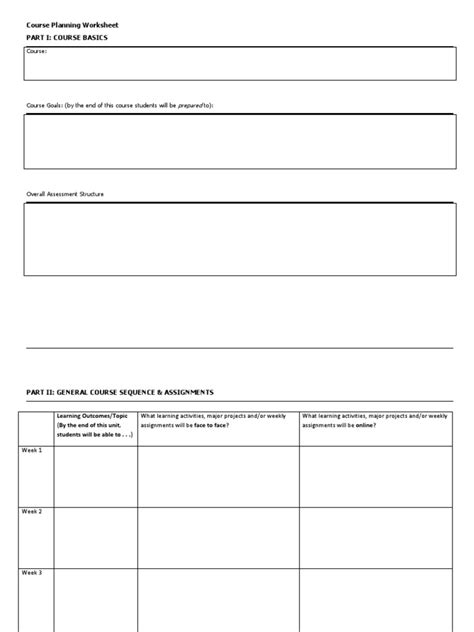 Image result for Course Planning Worksheet