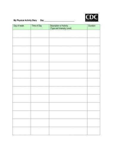 Toradh íomhá ar Example of Wellworks Physical Activity Log