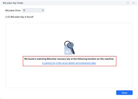 Toradh íomhá ar Show BitLocker Recovery Key