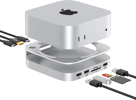 Amazon.com: Mac Mini Hub: 10 in 1 Aluminum Stand & Dock for Mac Mini M4 ...