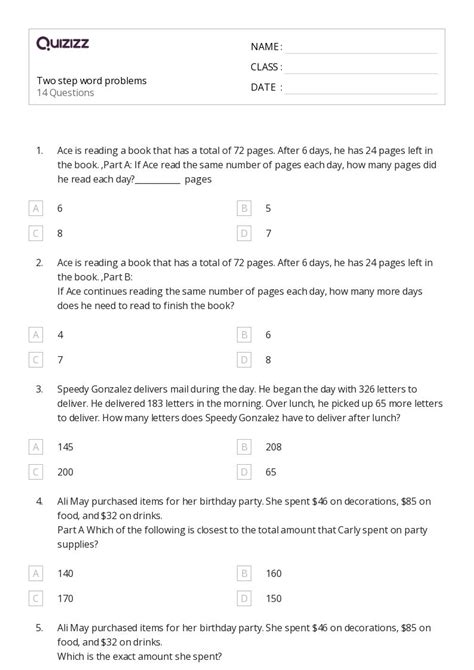 Image result for Two-Step Word Problems 4th Grade Worksheets