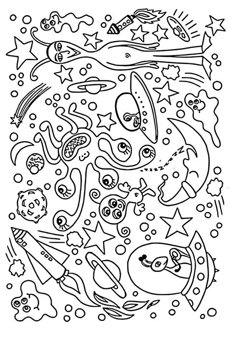 Alien with Planet Coloring Sheet に対する画像結果