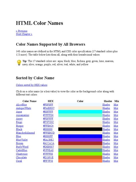 Image result for Premium Colour Names in HTML