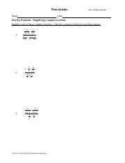 Bildergebnis für Complex Fractions Worksheet Precalculus PDF