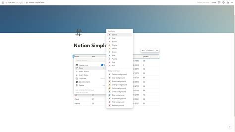 Image result for Notion Table Color