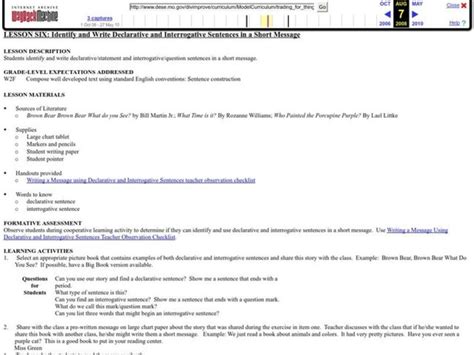 Image result for Declarative Sentence Lesson Plan