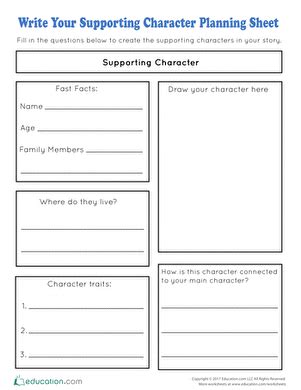 Image result for Character Worksheet Writing