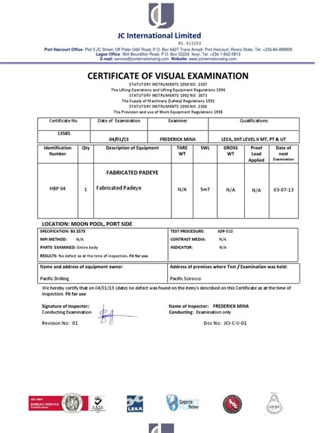 Image result for Visual Testing Training Certificate