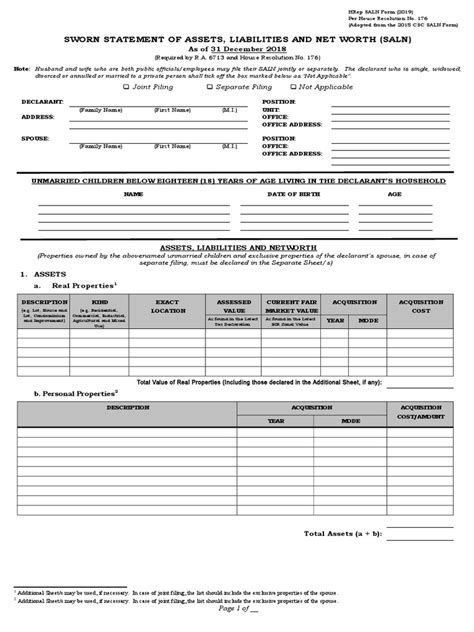 Image result for SALN Form Example