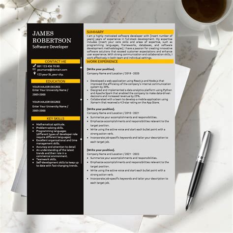 Software Developer CV Template に対する画像結果