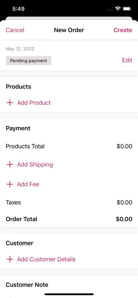 Image result for Create New Order Screen
