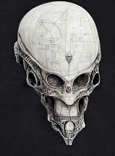 Toradh íomhá ar Alien Skull Drawing