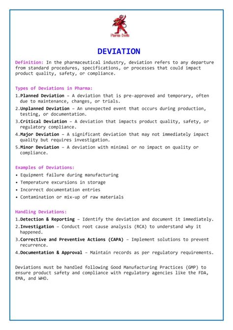 Image result for Deviation Note Format