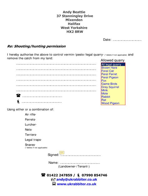 Image result for Example of Hunting Permission Letter