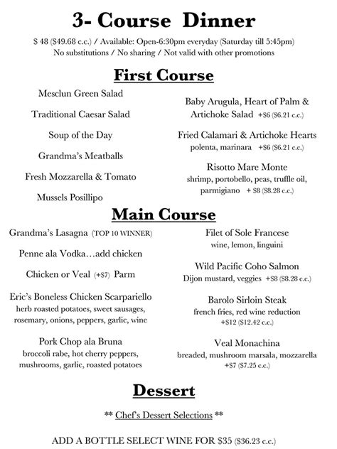 Image result for 3 Course Menu