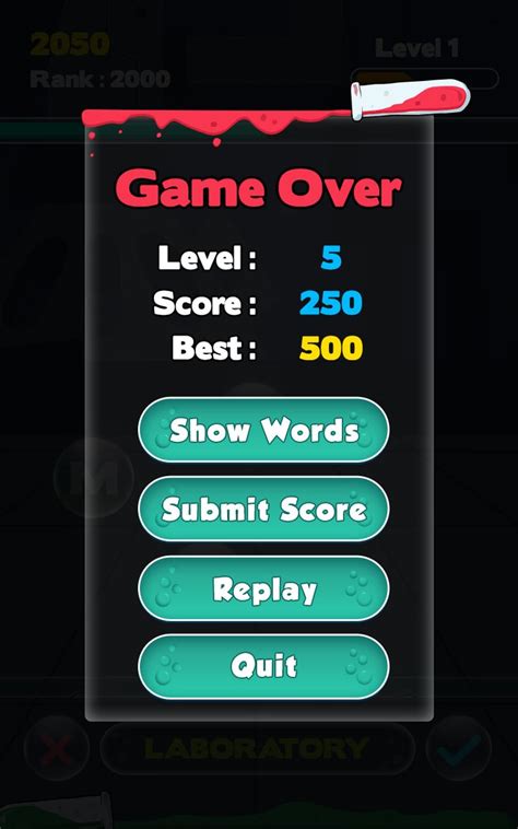 Game Over Screen UI-साठीचा प्रतिमा निकाल