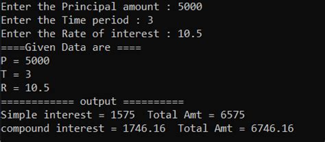 Image result for Simple and Compound Interest Program in C