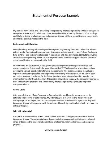 Toradh íomhá ar Statement of Intent Examples for Master