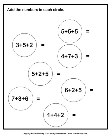 Image result for Printable Adding Three Numbers