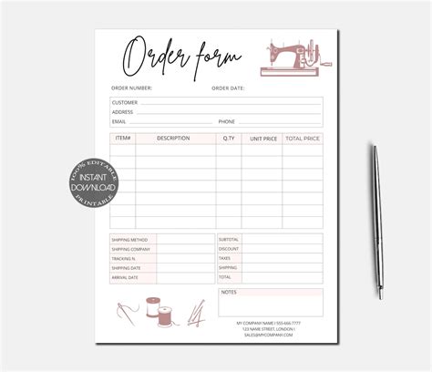Image result for Sewing Project Order Form