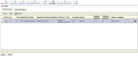Image result for ATF Form 1 Line Item Example